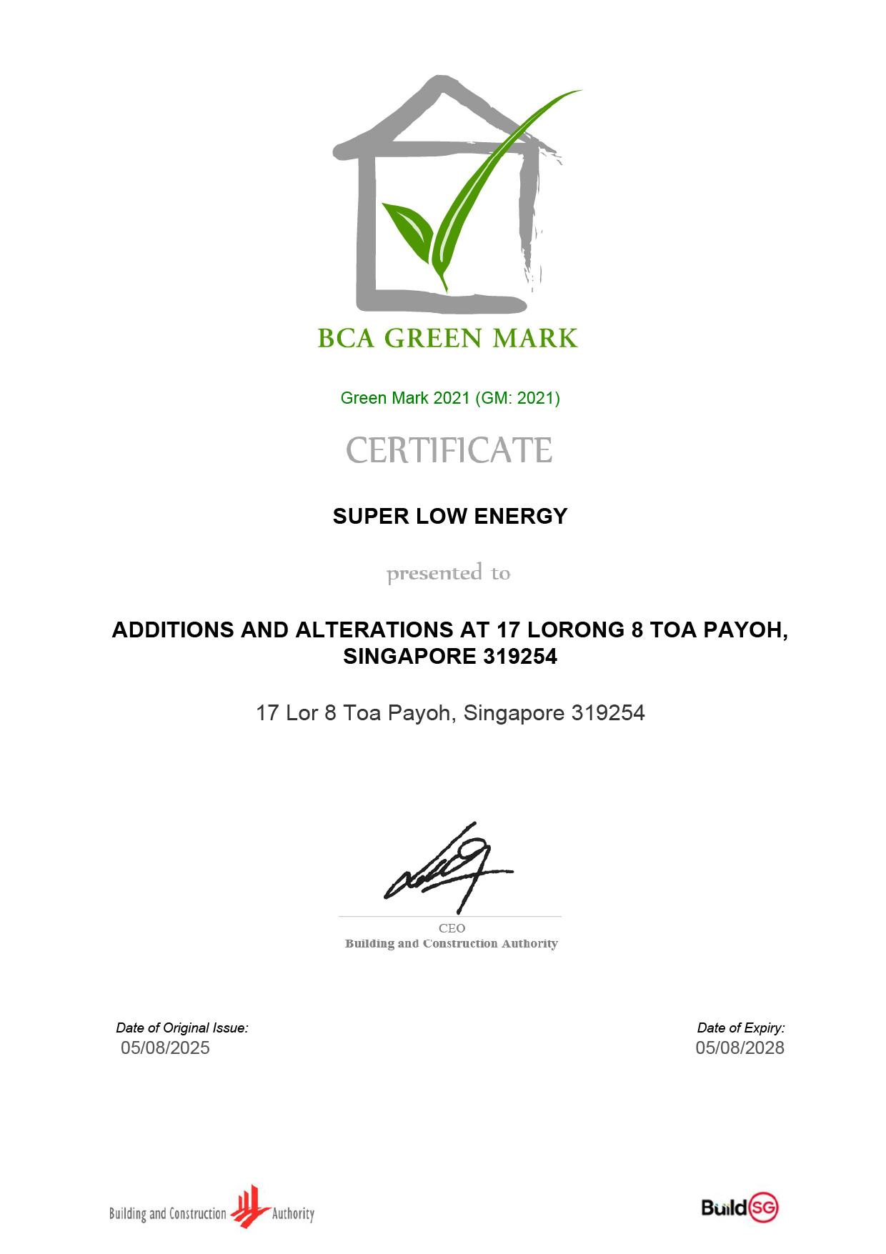 Tesla Sales, Service and Delivery Center BCA Green Mark Super Low Energy certification