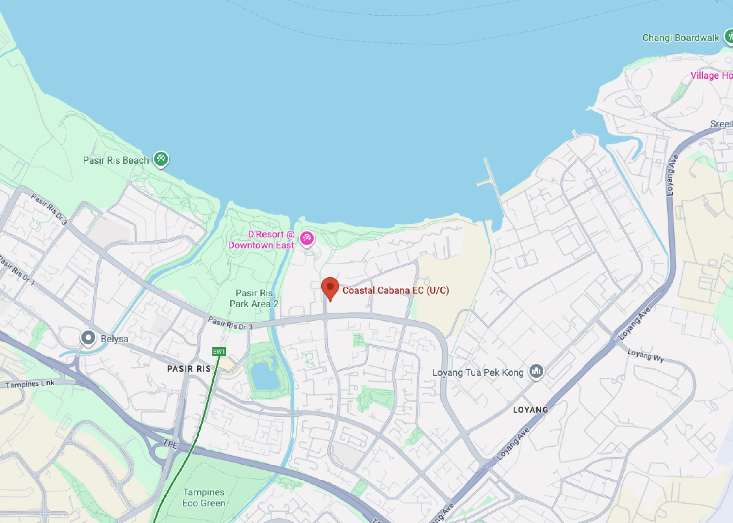 Map showing Coastal Cabana at Jalan Loyang Besar in Pasir Ris