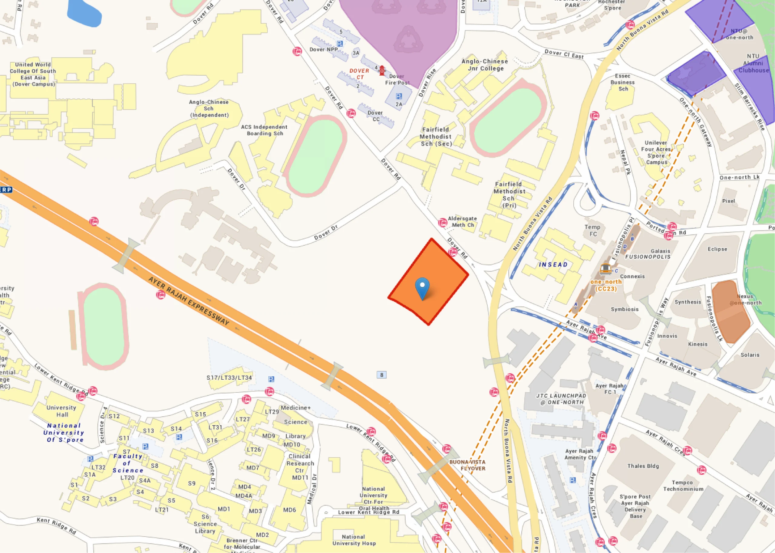 Location map of Dover Drive near one-north